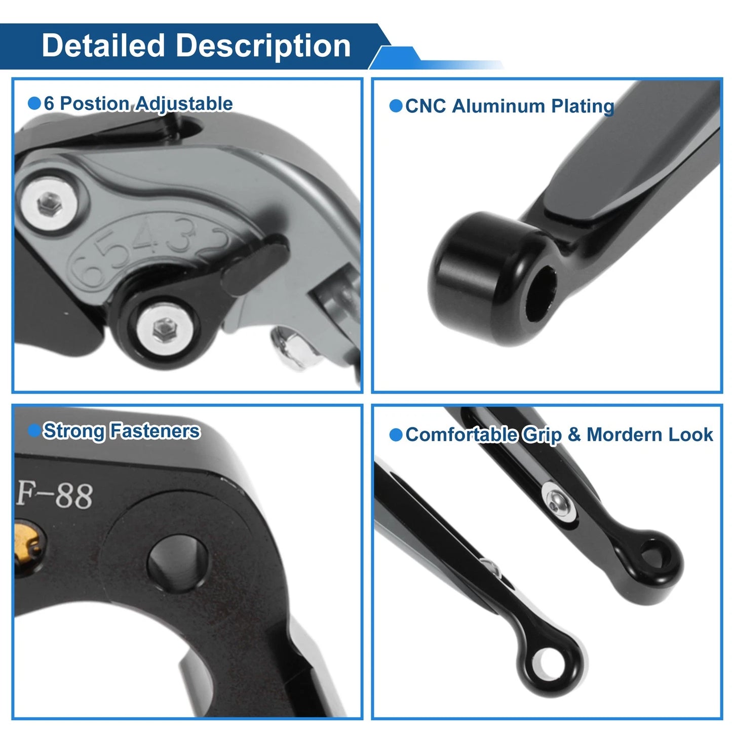 Adjustable Brake Clutch Lever for Kawasaki ZX14R (2006–2023) Titanium Black