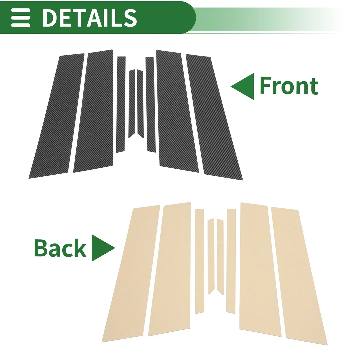 8 Pcs Door Pillar Window Trim for BMW X2 (2018-2024) Carbon Fiber Pattern Black