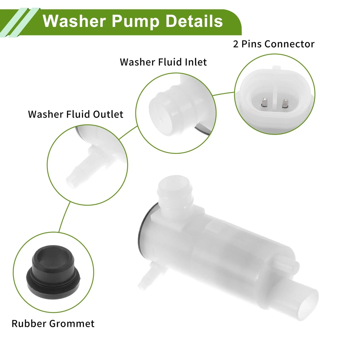 Windshield Washer Pump for Cadillac Escalade 2007-2010 with Grommet