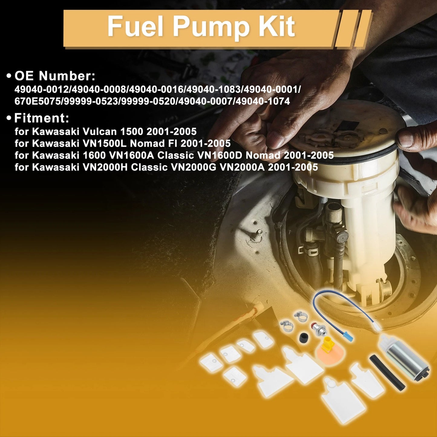 Fuel Pump for Kawasaki Vulcan 1500 (2001–2005) Replaces 49040-0012