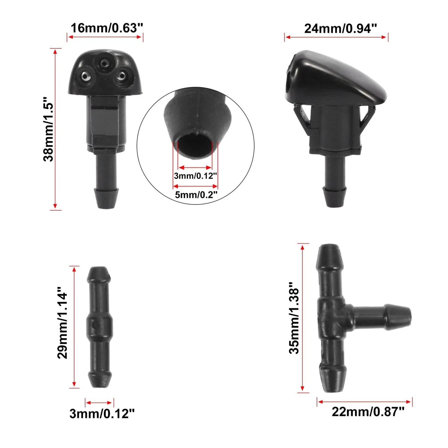 7 x Windshield Wiper Fluid Squirter Nozzles for Hyundai Tiburon (2003-2008)