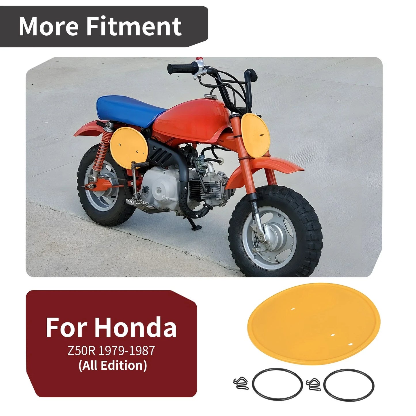 Yellow Front Plate & Clips & Bands Mount Kit for Honda Z50 Z50R (1979–1987)
