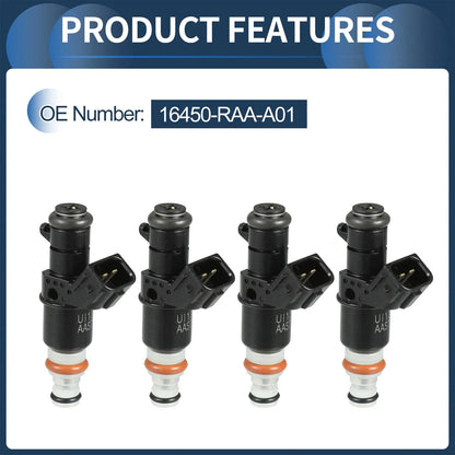 Fuel Injector Set for Honda Accord 2003-2007 2.4L 3.0L - 4 x Black Injectors