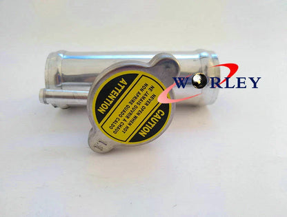 Aluminum 1-1/2" Radiator Coolant Hose Filler Neck & Cap