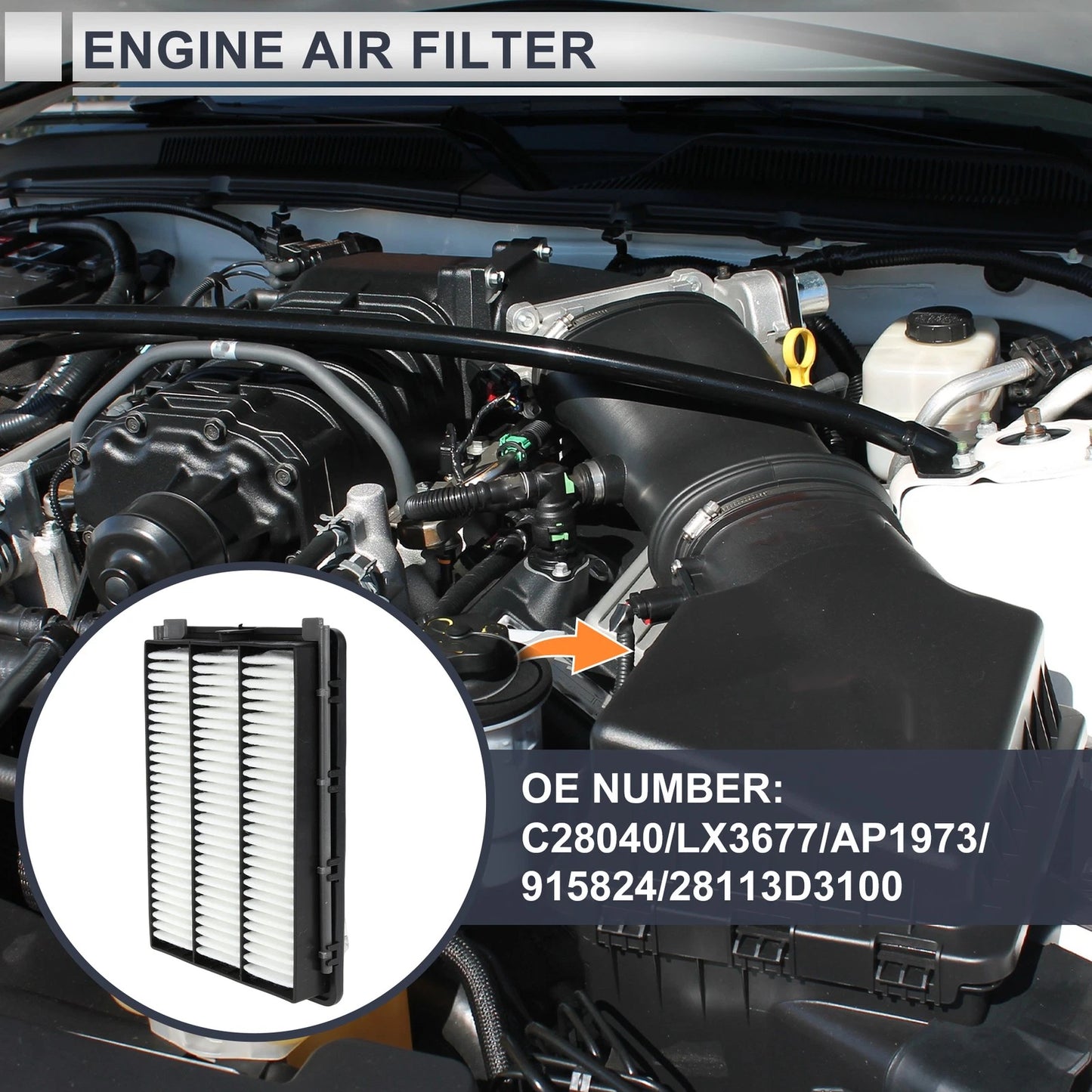 Car Air Filter No.C28040 for Hyundai Tucson TL TLE (2015–2020) 1 Pc