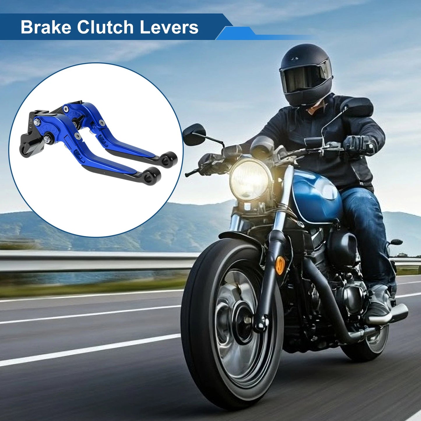 Short Long Brake Clutch Lever for Kawasaki Ninja 650R (2009–2016) - Blue Black