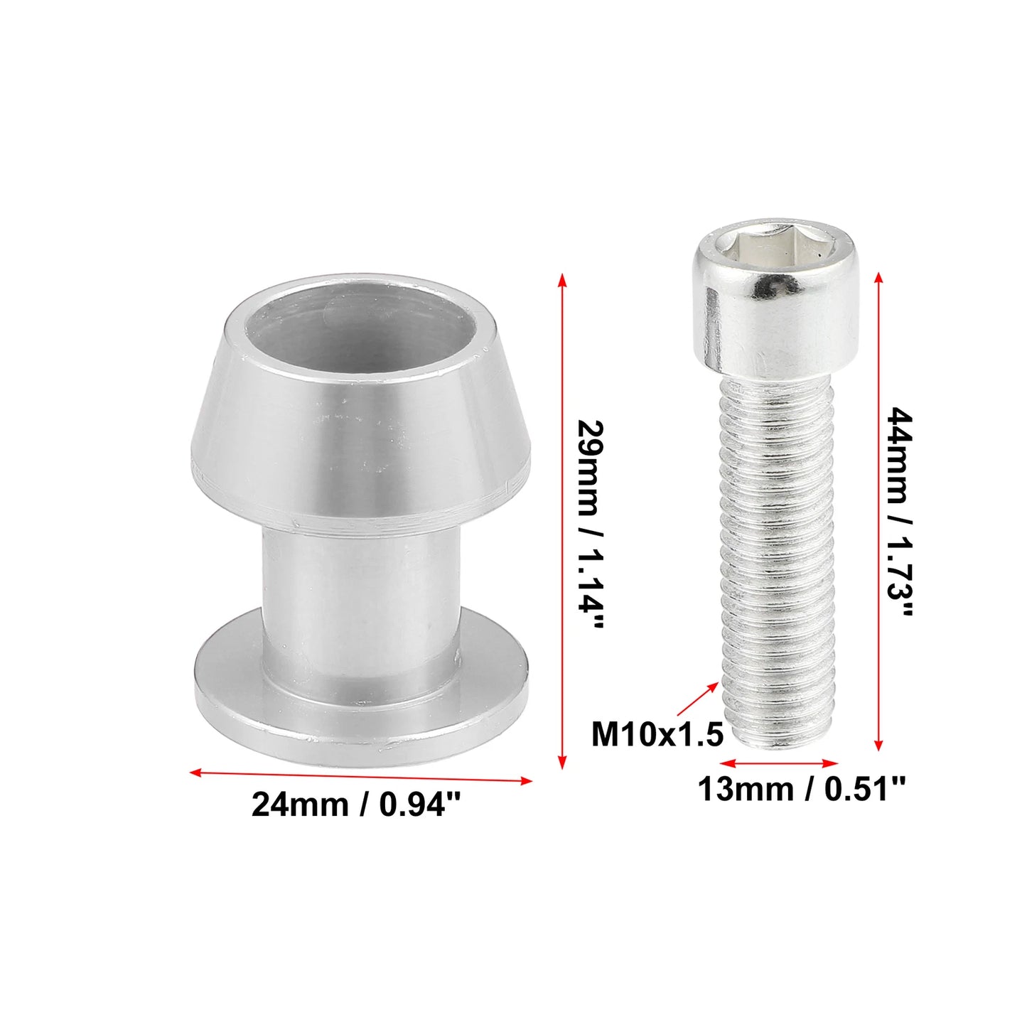 1 Pair M10x1.5 Silver Tone Swing Arm Spools Sliders for Kawasaki