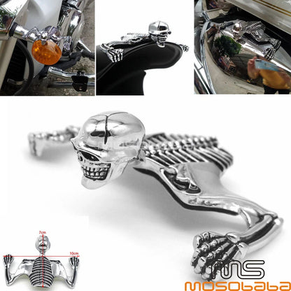 7'' Chrome Headlight Visor Skull Ornament for Harley Road King