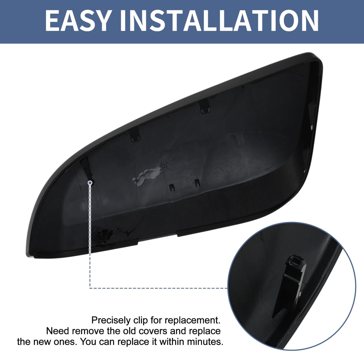 Right Side Mirror Cover Cap Replacement Gloss Black for Toyota 4Runner (2010–2023)