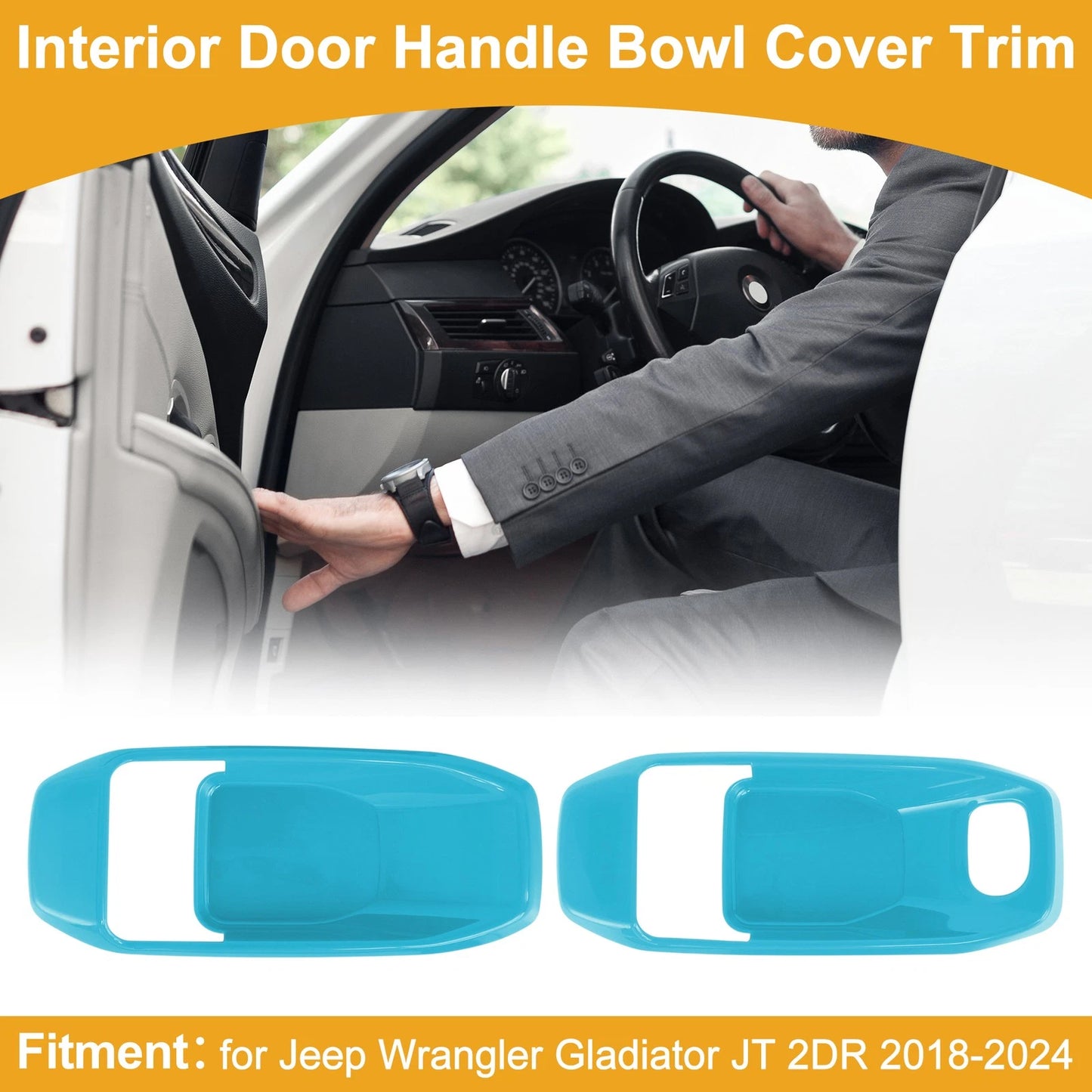 Set of 2 Interior Door Handle Bowl Cover Trim for Jeep Wrangler Gladiator JT (2018–2023)