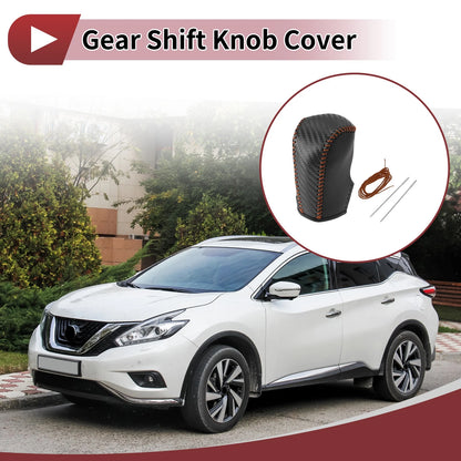 Gear Shift Knob Cover for Nissan Murano (2009–2013) Black Brown Faux Leather