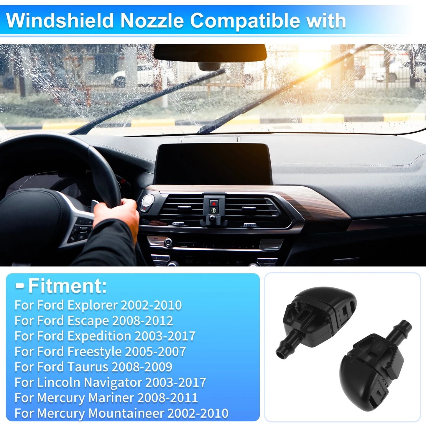 2X Windshield Washer Nozzle for Ford Explorer (2002–2010) No. 1L2Z17603BA