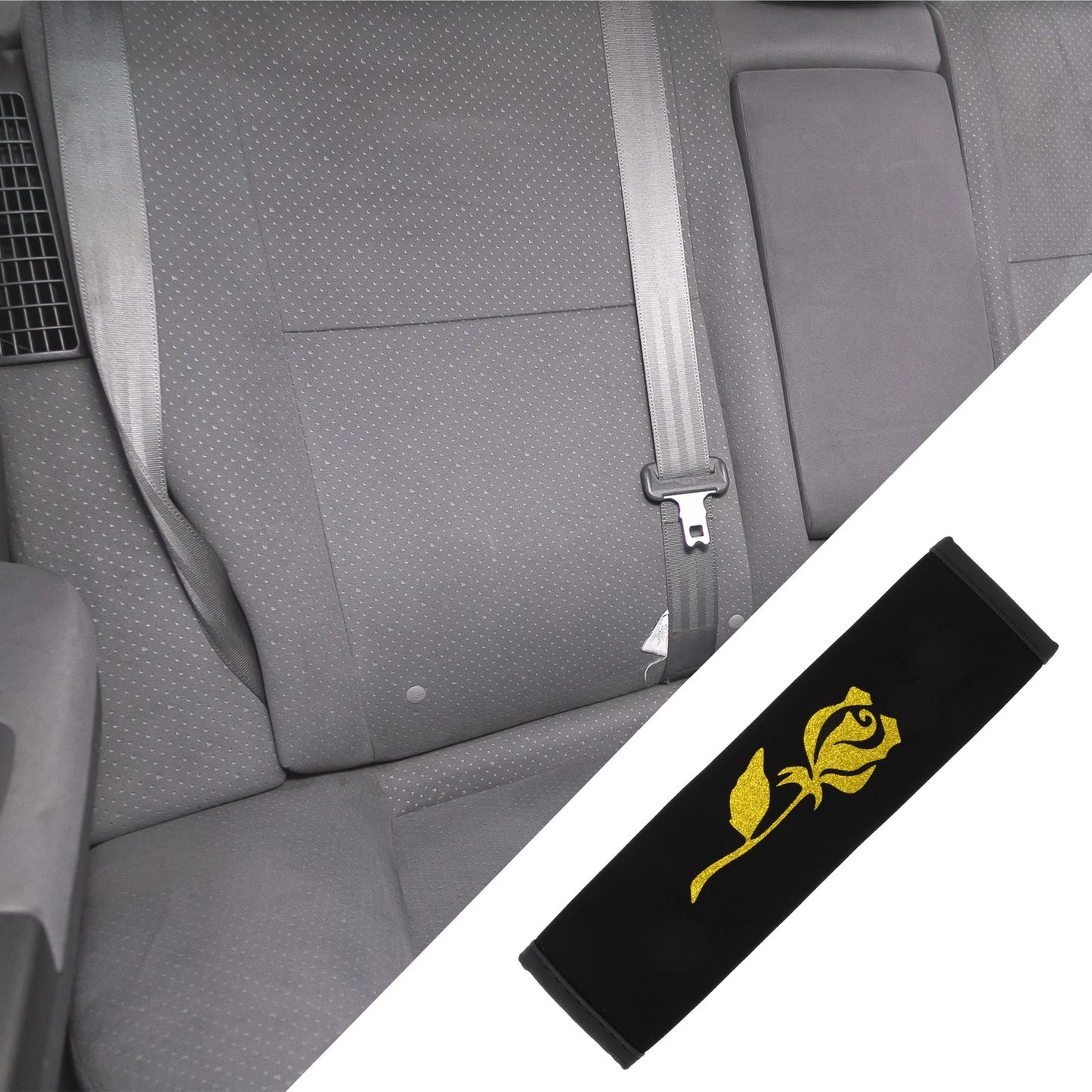 Car Seat Belt Cover Pad for Universal Fit (6.5x23cm) - Rose Print