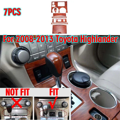 Wood Grain Panel Trim Console for Toyota Highlander (2008–2013)