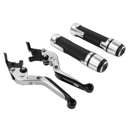 Silver Extendable Brake Clutch Levers & Handlebar Grips for Kawasaki ZX6RR
