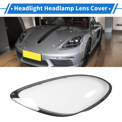 1 Pcs Headlight Lens Cover for Porsche 718 (2017–2022) Clear Black