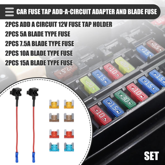 Circuit Low Profile Mini Fuse Tap for Universal Use (Set of 2, 5A 7.5A 10A 15A)