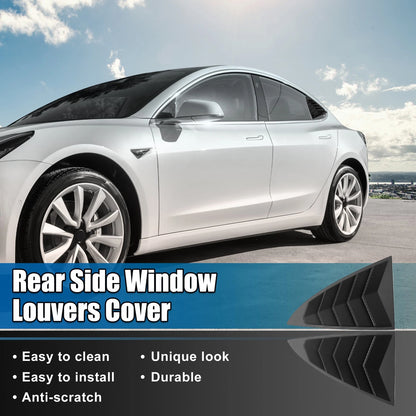 1 Pair Rear Side Window Louvers Vent Shades for Tesla Model 3 (2017-2022)