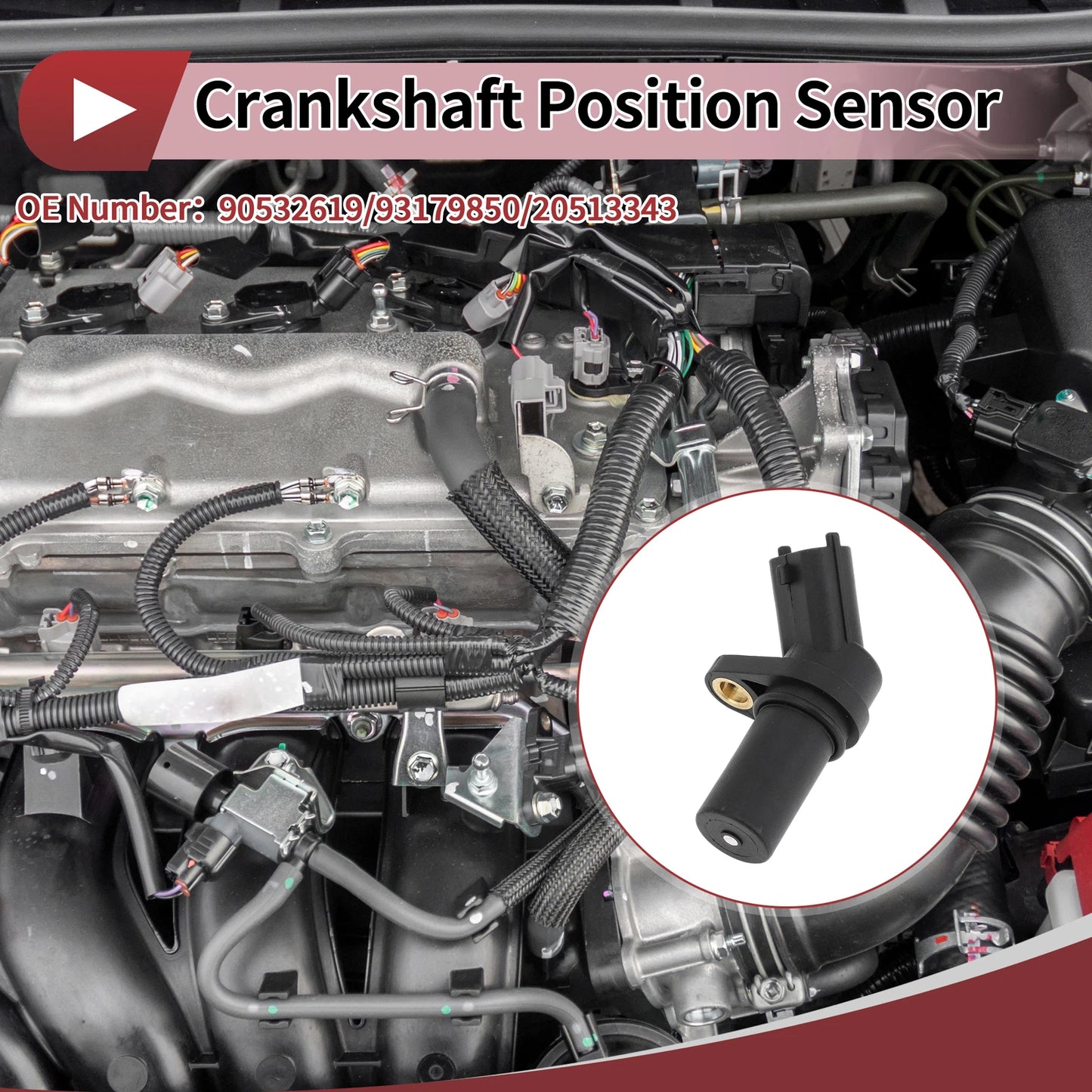 Crankshaft Position Sensor for VW Golf IV (1997–2004) No. 90532619 Black