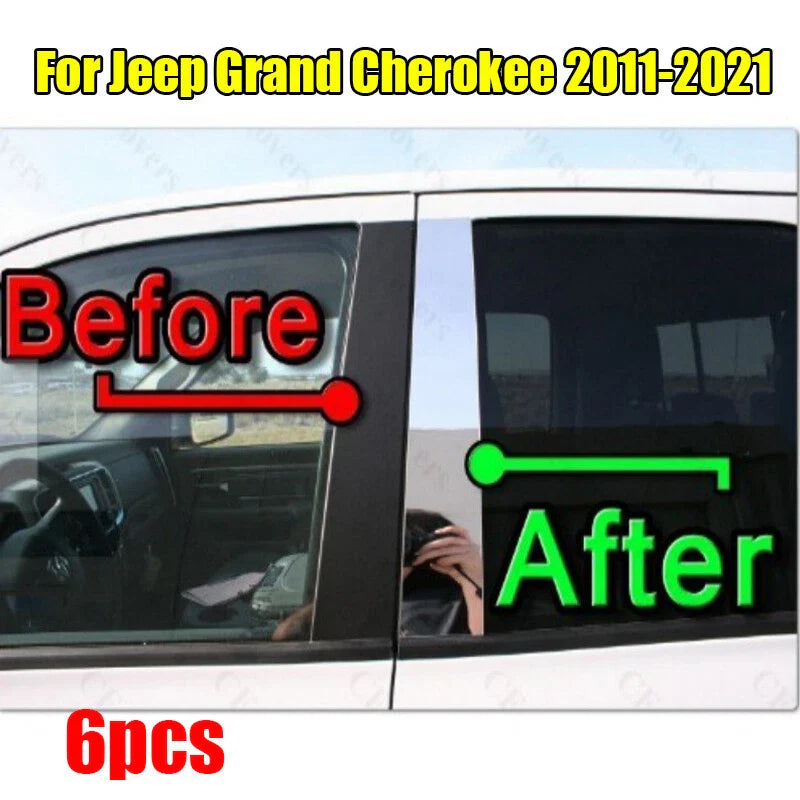 6PCS Pillar Trim Door Cover Mirrored Post for Jeep Grand Cherokee (2011–2021)