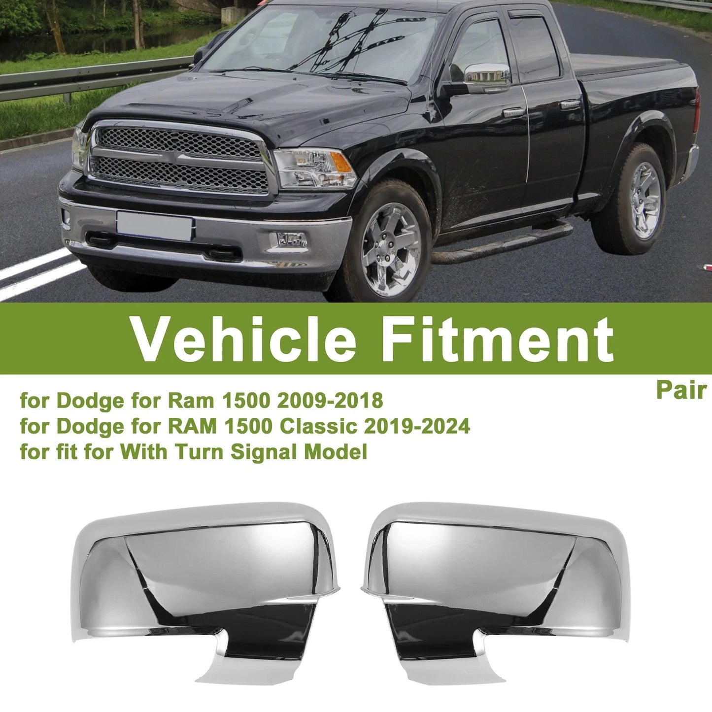 Left Right Side Mirror Cover Cap Replacement for Dodge - Electroplating Color