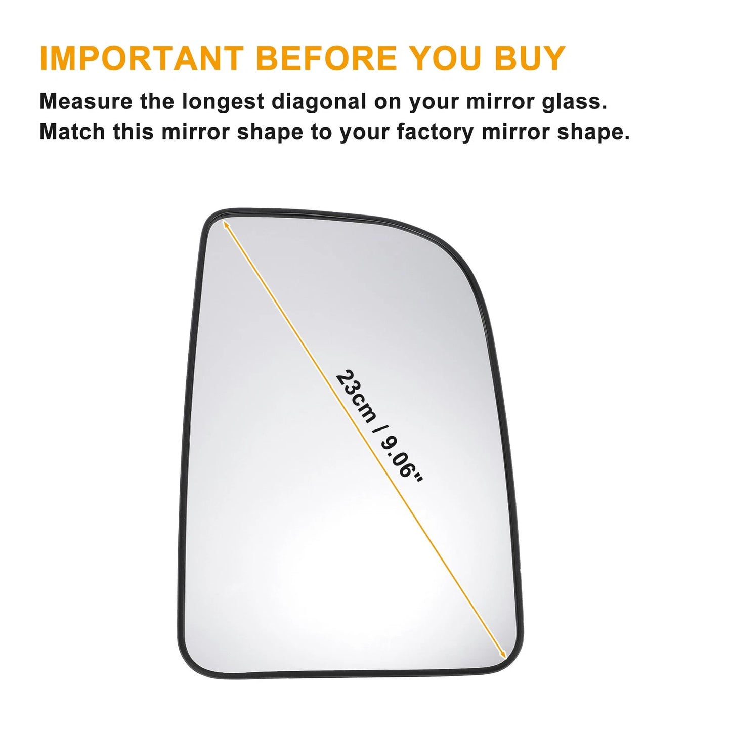 Right Upper White Mirror Glass for Mercedes Sprinter (Non-heated)