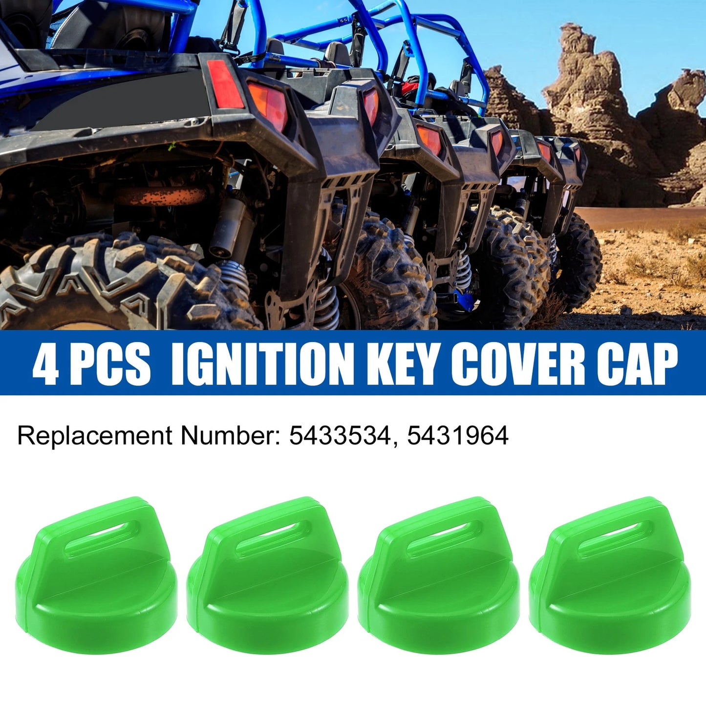 Set of 4 Ignition Key Cover Caps for Polaris Ranger Sportsman Scrambler