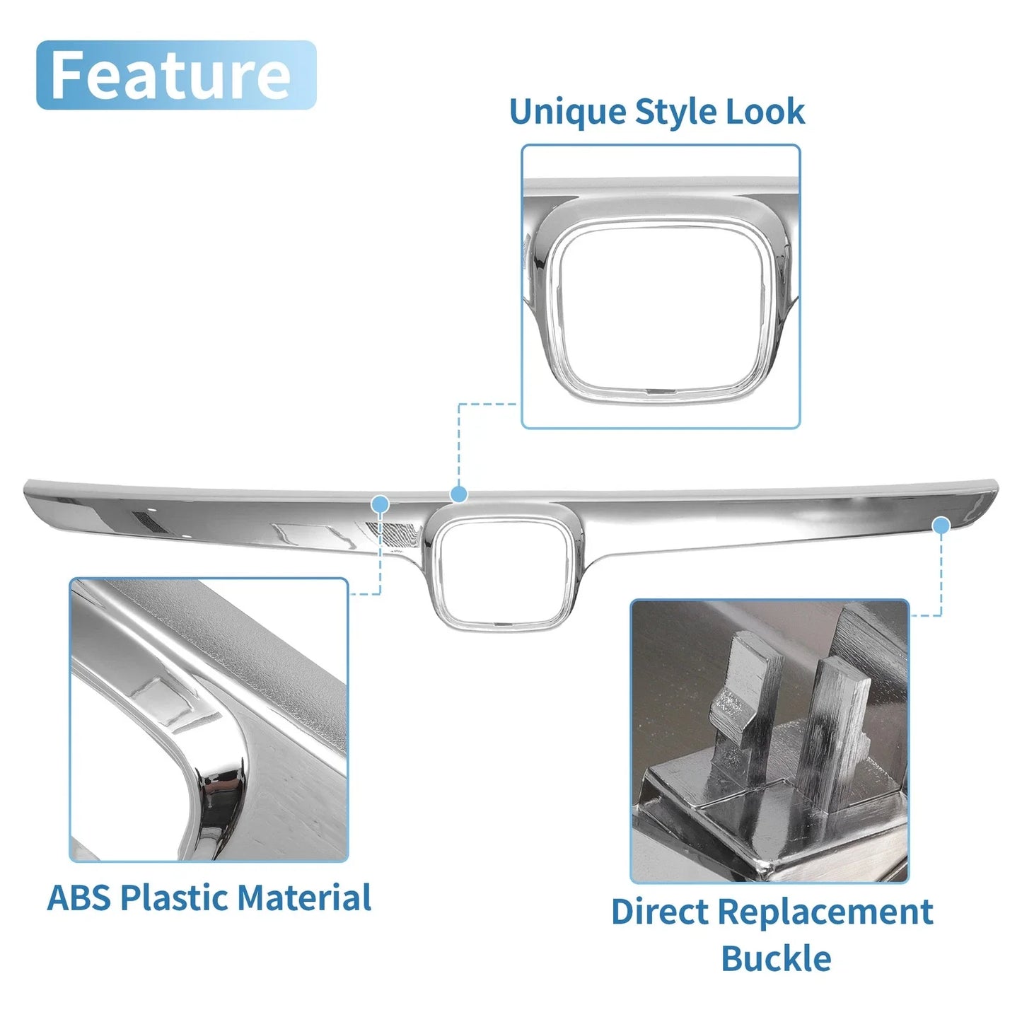Front Grille Trim for Honda Civic 2006-2008 Chrome Silver Tone