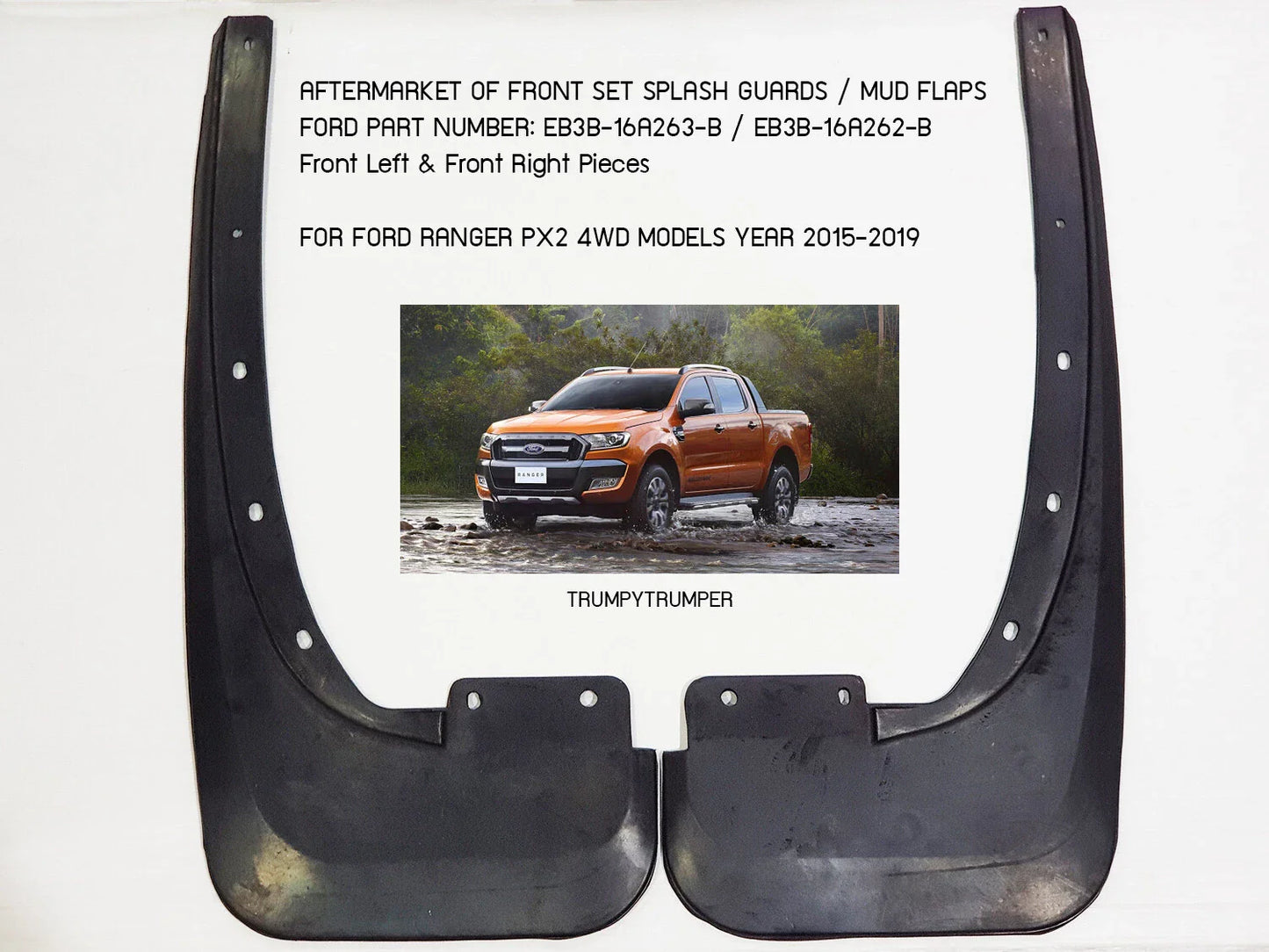 Front Mud Flap Splash Guard Rubber for Ford Ranger PX2 (2015-2019)