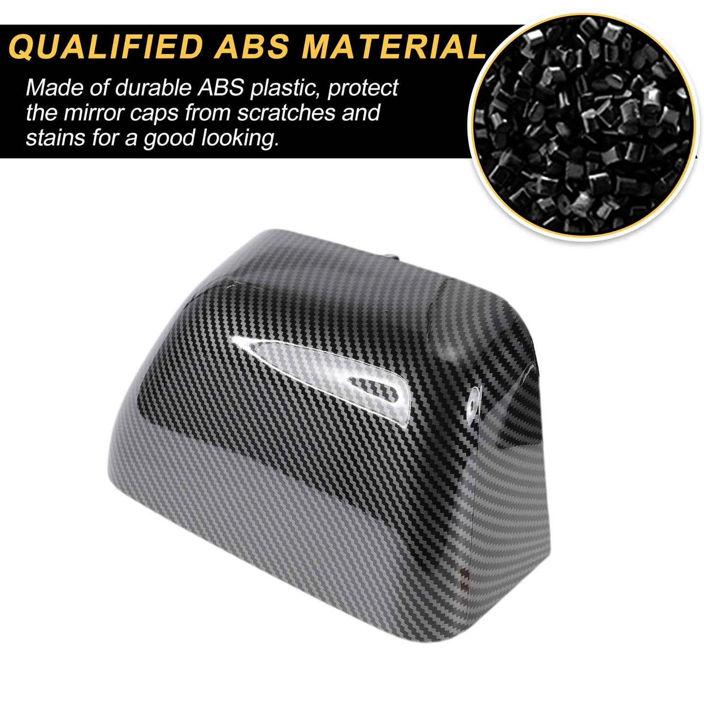 Set of 2 Rearview Mirror Cover Caps Black Carbon Fiber for Ford F-250 F-350 F-450