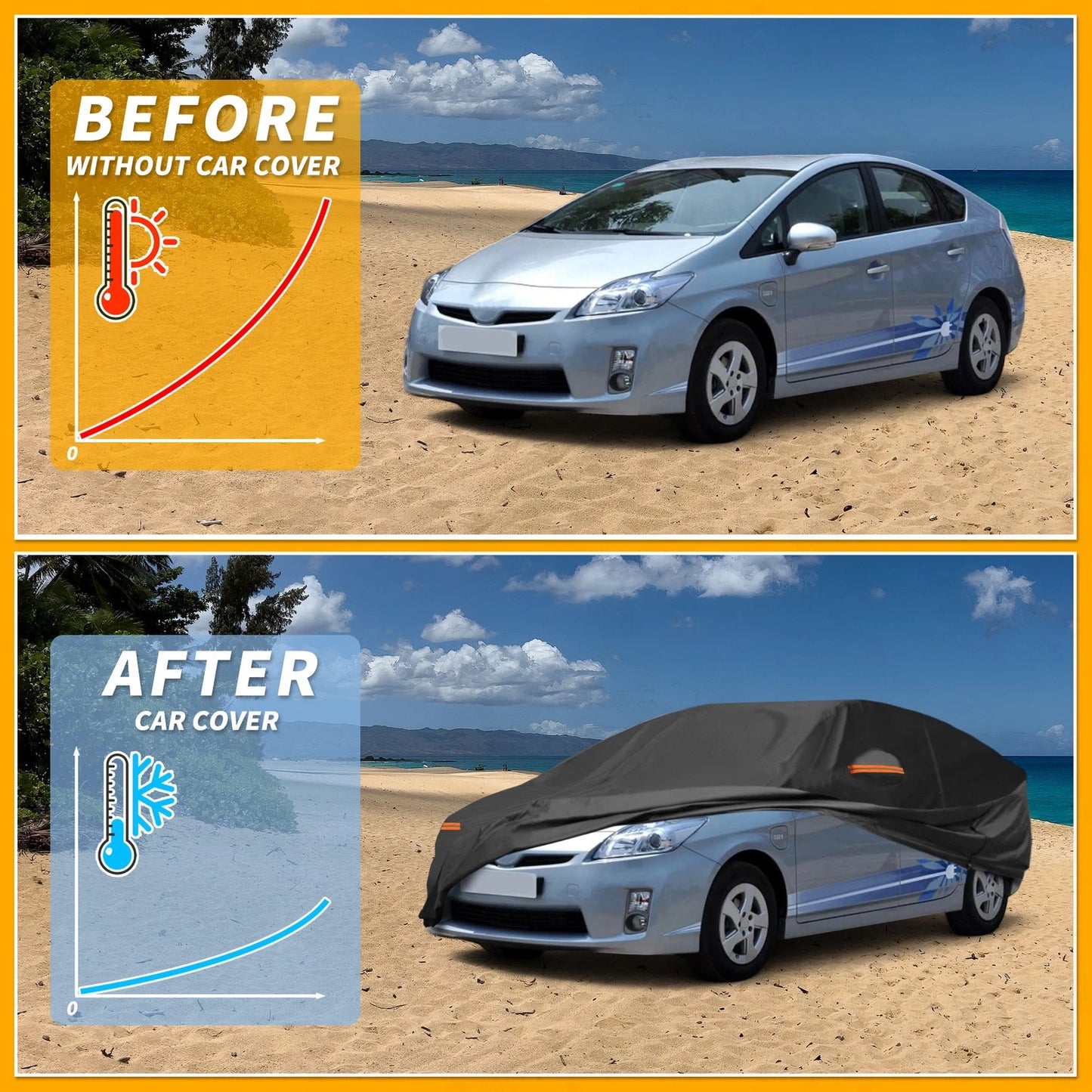 Waterproof All Weather Car Cover for Toyota Prius Hatchback (2010–2023)