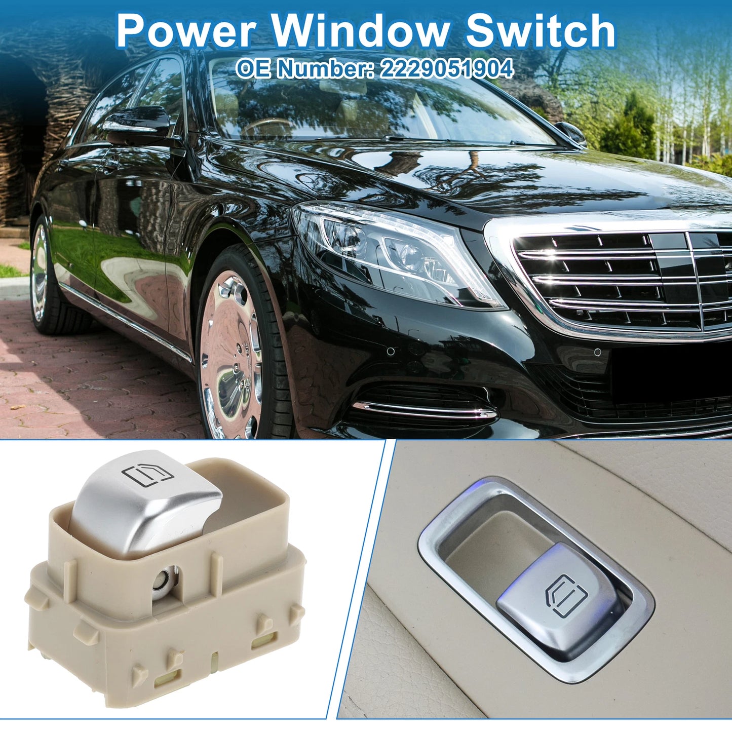 Power Window Switch for Mercedes-Benz E300 S400 S500 S600 (No. 2229051904) Beige