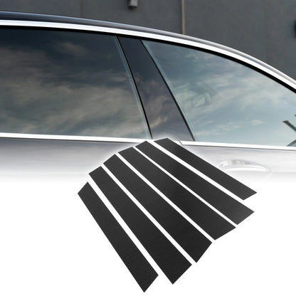 6 x Car Pillar Window Trim Covers for Honda CR-V (2007-2011) Black Carbon Fiber