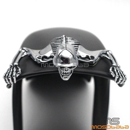 7" Headlight Visor & Fender Chrome Skull Ornament for Harley