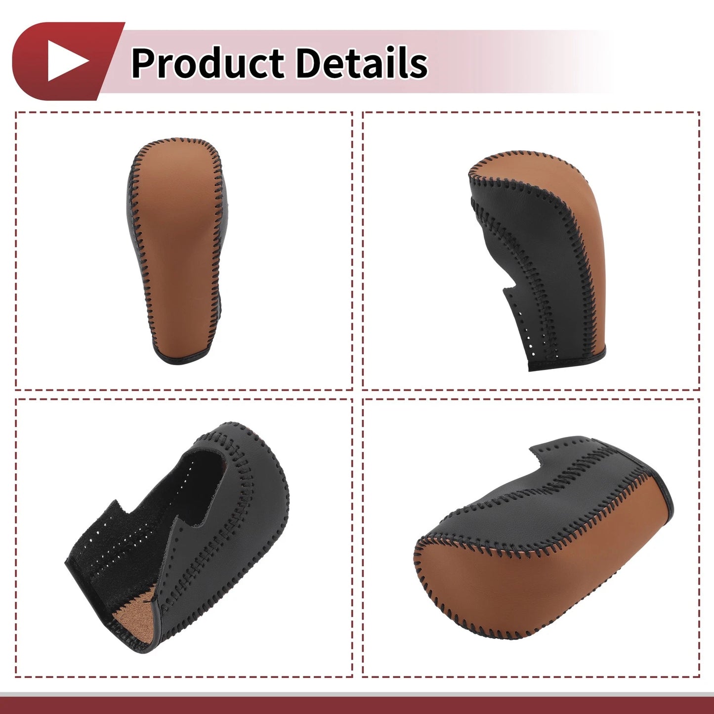 1Pc Gear Shift Knob Cover for Ford Fiesta (2009–2012) Brown Faux Leather