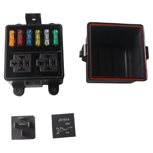 6-Way 24V Fuse Relay Box with 5-Pin 40A Relays & Fuses for Universal Use