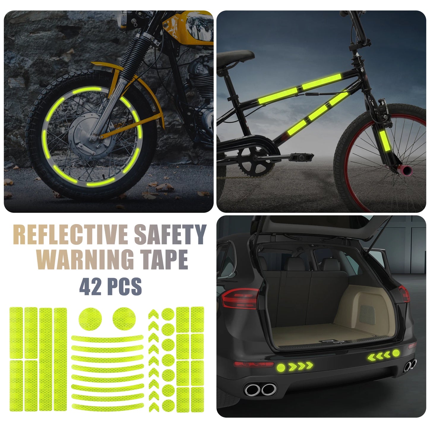 42pcs Reflective Safety Warning Tape for Motorcycle (Multi-purpose)
