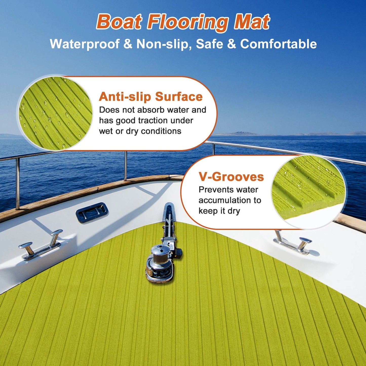 EVA Foam Boat Deck Flooring Strip 96"L x 24"W Peridot Green