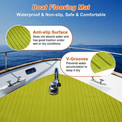 EVA Foam Boat Deck Flooring Strip 96"L x 24"W Peridot Green