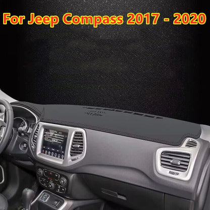 Leather Dashboard Cover Dash Protector Mat Black for Jeep Compass (2017–2020)