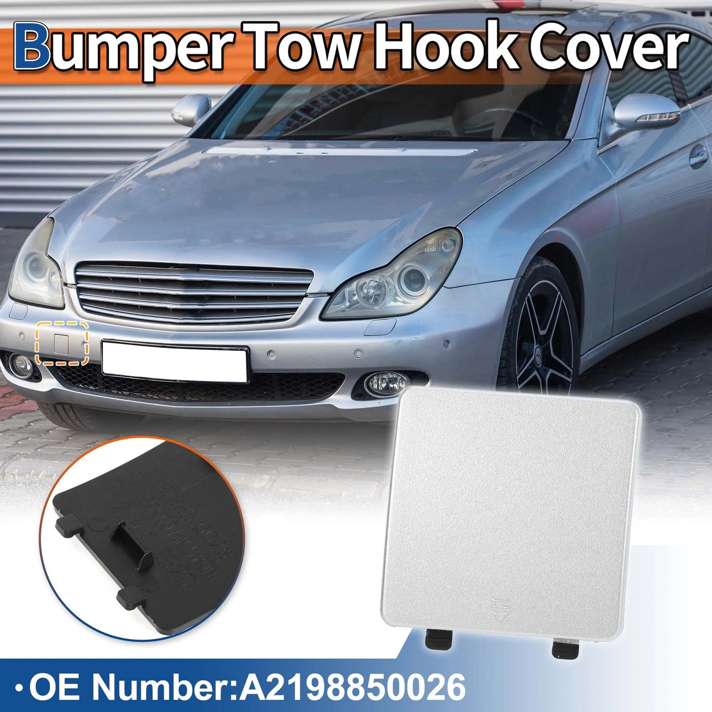 Tow Hook Cover for Mercedes-Benz CLS (2006–2011) No.A2198850026 Silver
