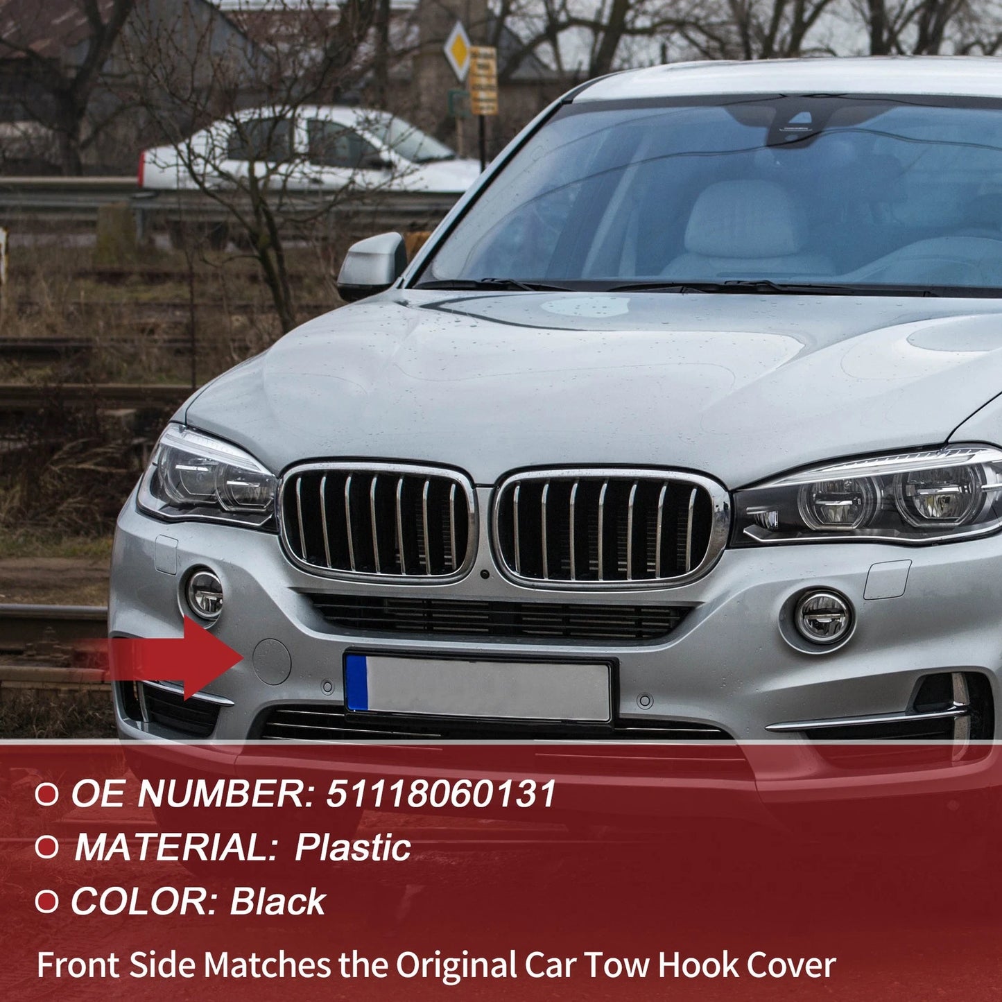 Tow Hook Cover for BMW X5 F15 (2014–2018) No. 51118060131 Black