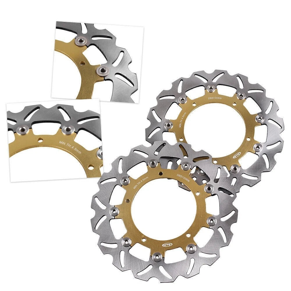 Set of 2 Gold Front Brake Disc Rotors for Yamaha YZF R6 (2003–2004), FZ6 (2003–2008), XJ6 (2009–2011)