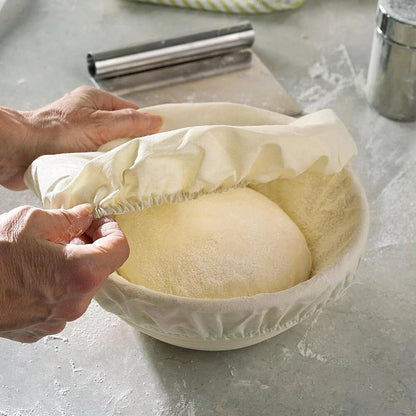 Round Bread Proofing Basket + Cloth Cover for Artisan Sourdough 23x8cm