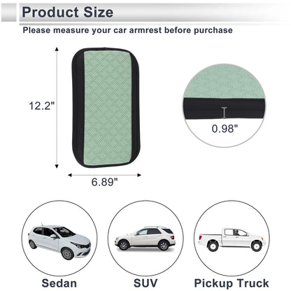 Center Console Cover for Car (12.2"x6.89"x0.98", Black/Light Green)