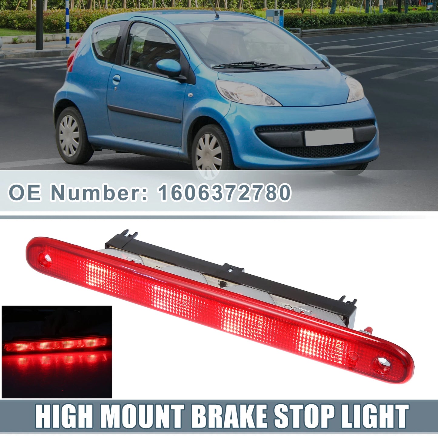 Tail High Mount Brake Stop Light No. 1606372780 for Peugeot 107 (2005–2014)
