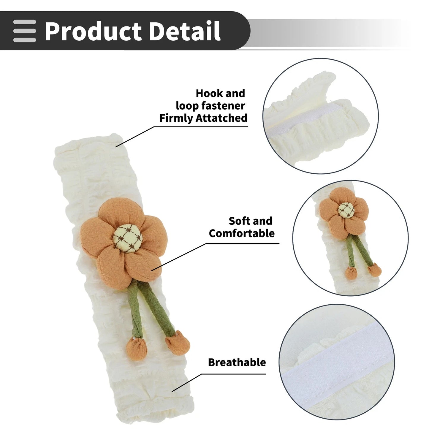 Set of 2 Orange Seat Belt Cover Pads for Universal Fit (25cm)