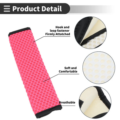 Set of 2 Rose Red Seat Belt Cover Pads for Universal Fit (23cm)