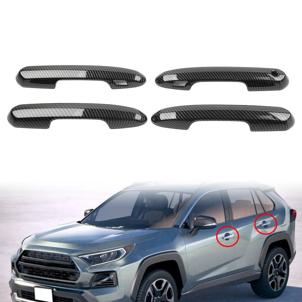 Set of 4 Black Door Handle Covers for Toyota RAV4 (2019–2020)