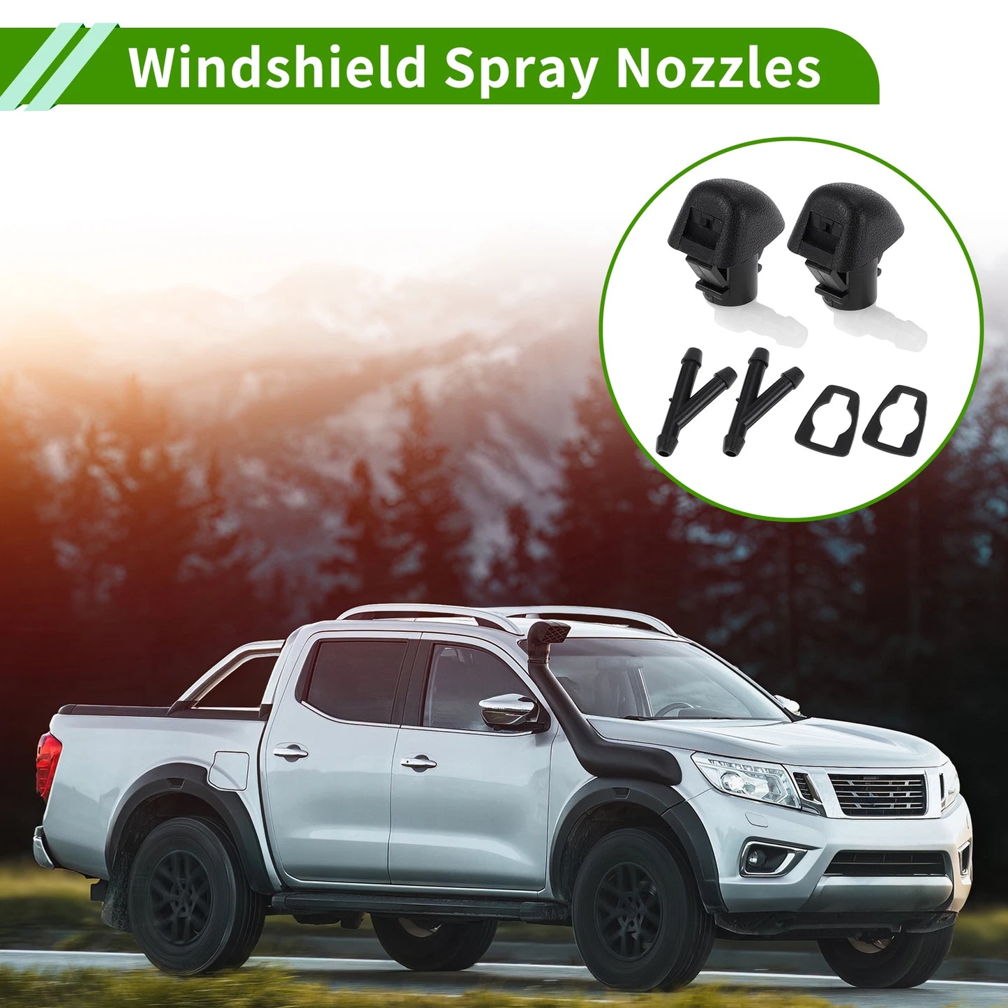 Windshield Washer Nozzle Set of 2 with Y Hose Connector for Honda Odyssey